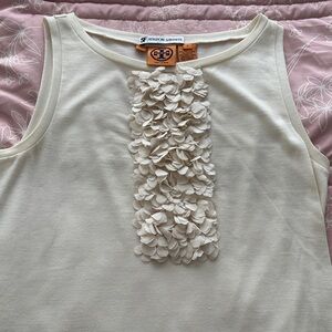 Tory Burch Cream Floral Embellished Tank Top